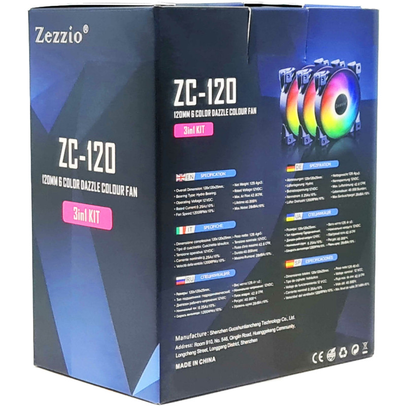 Кулер до корпусу Zezzio ZC-120 Colorful 3in1