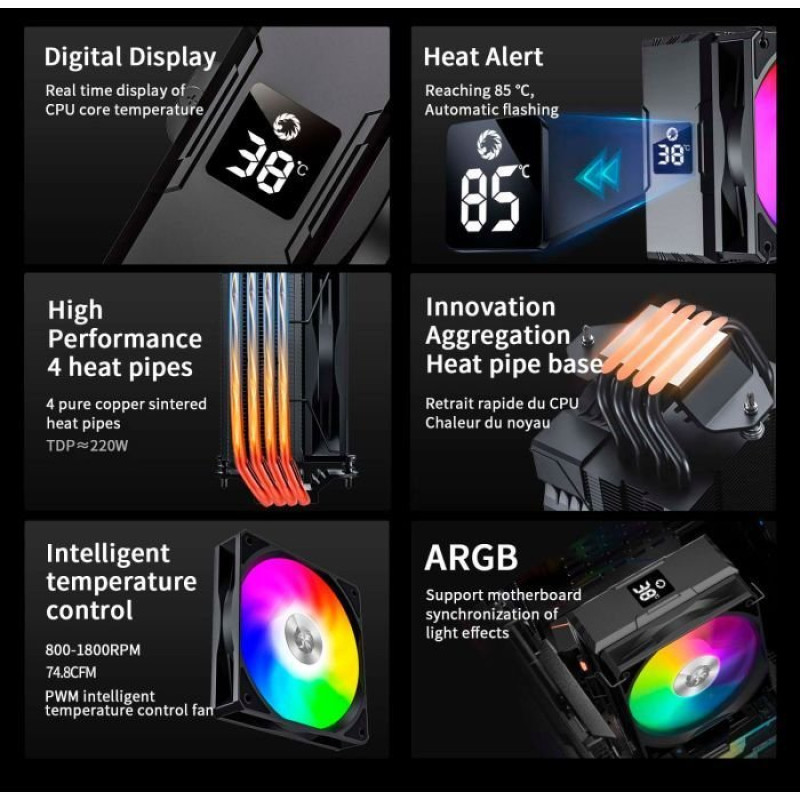 Кулер GAMEMAX Sigma 520 Digital BK