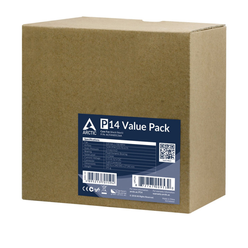  Кулер для корпусу ARCTIC 140MM 5PCS (ACFAN00136A)