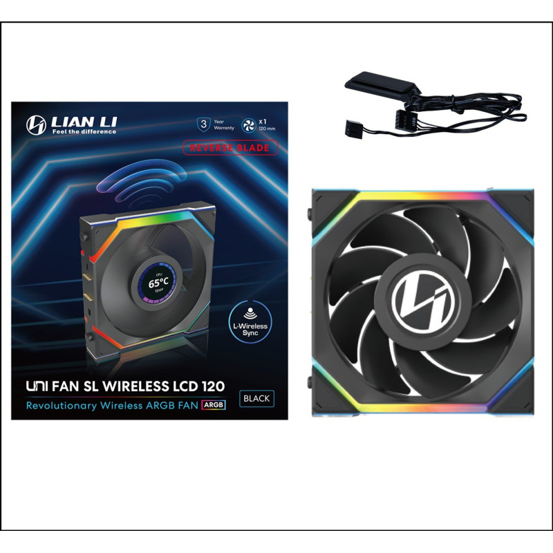 Кулер Lian Li Uni Fan SL Wireless LCD Reverse 120-1 Black (G99.12RSLLCD1W1B.00)