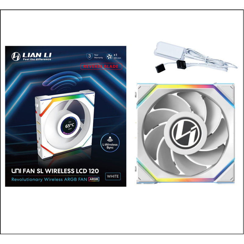 Кулер для корпусу Lian Li Uni Fan SL Wireless LCD Reverse 120-1 White (G99.12RSLLCD1W1W.0)