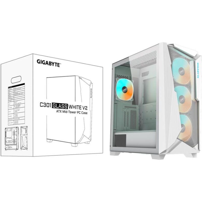 Корпус Gigabyte C301 Glass V2 White (C301GW V2)