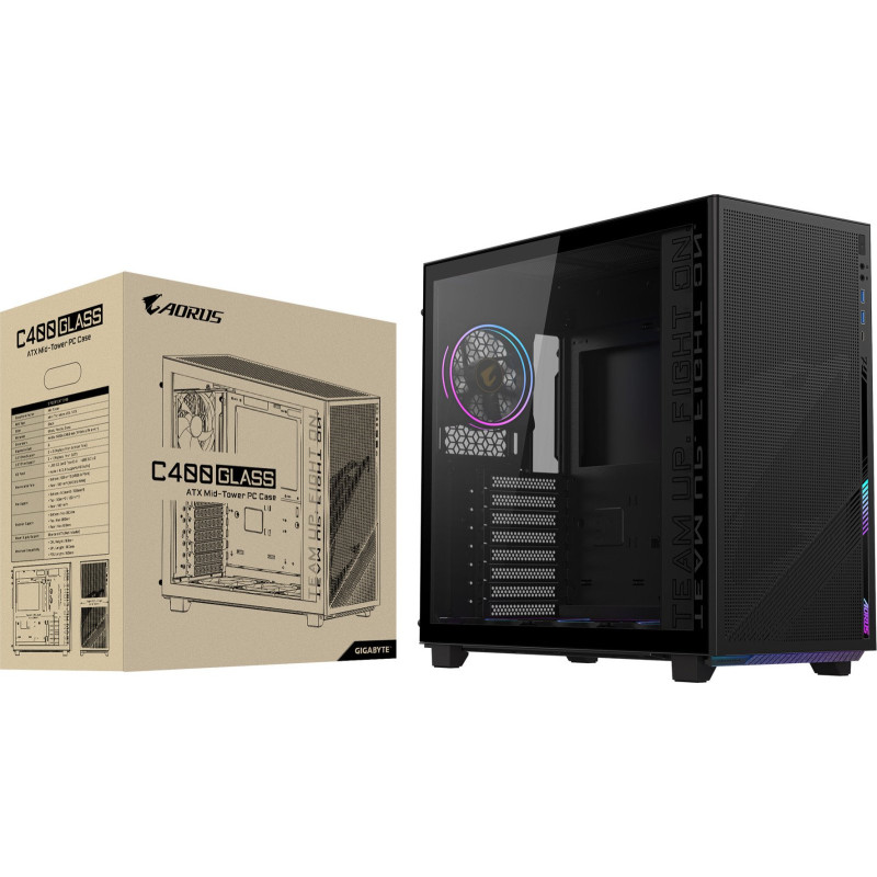 Gigabyte AORUS C400 Glass case without BŽ Black (GB-AC400G)
