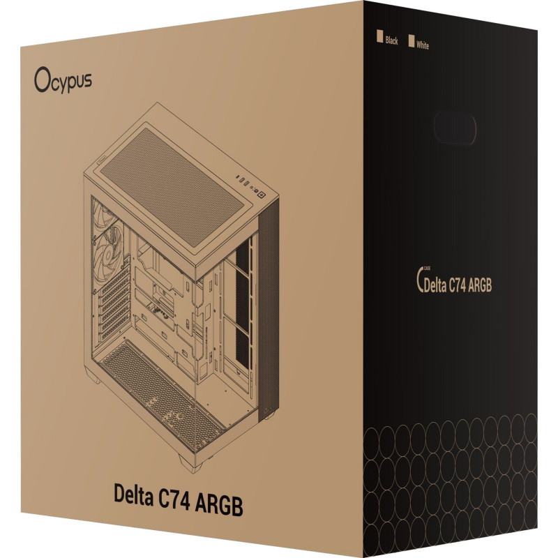 Корпус OCYPUS DELTA C74 ARGB BK (DELTA-C74-BKD200XX-GL) 