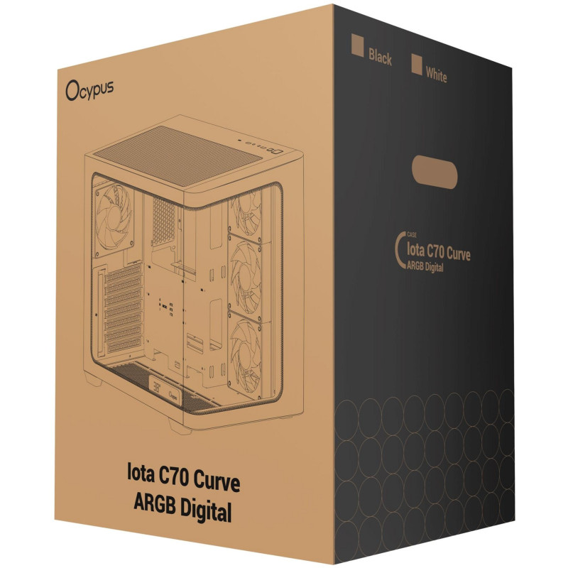 Корпус OCYPUS IOTA C70 BK CURVE ARGB DIGITAL (IOTA-C70-BKD400CD-GL)