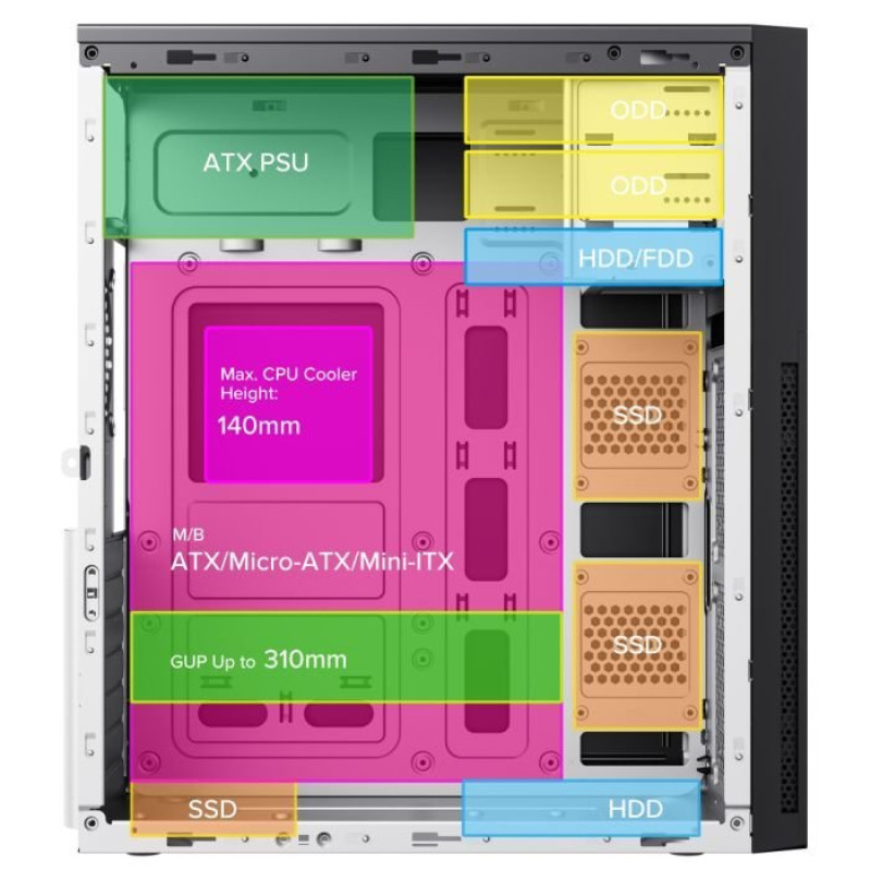 Корпус GAMEMAX ET-213-NP-2U3-TYC-CR-PM