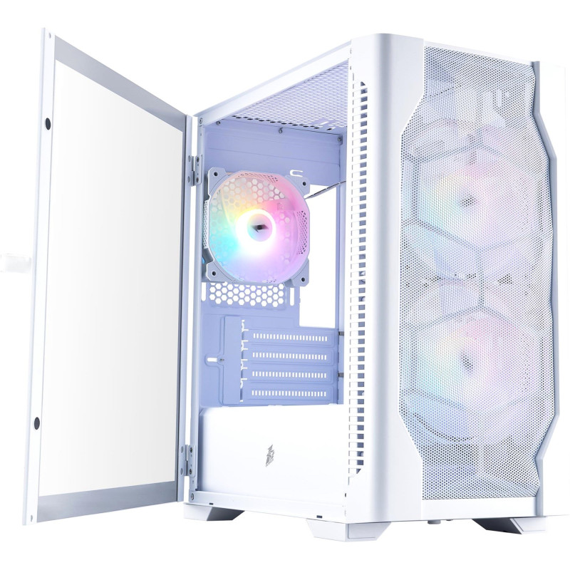 Корпус 1stPlayer D4-M-WH-2F1P-W-1F1-W White