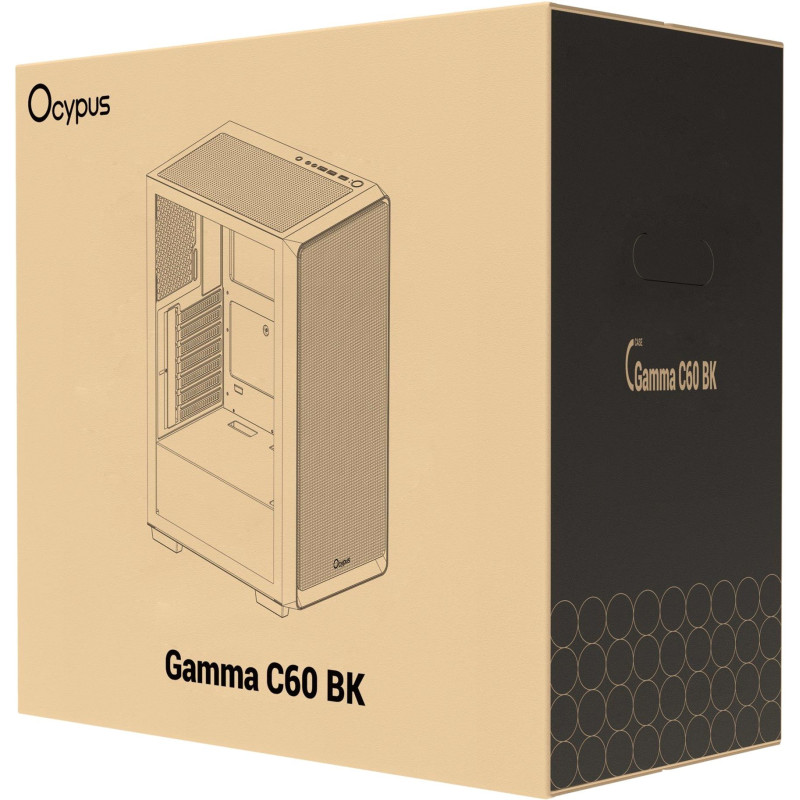 Корпус OCYPUS GAMMA C60 BK (GAMMA-C60-BKG000XX-GL)