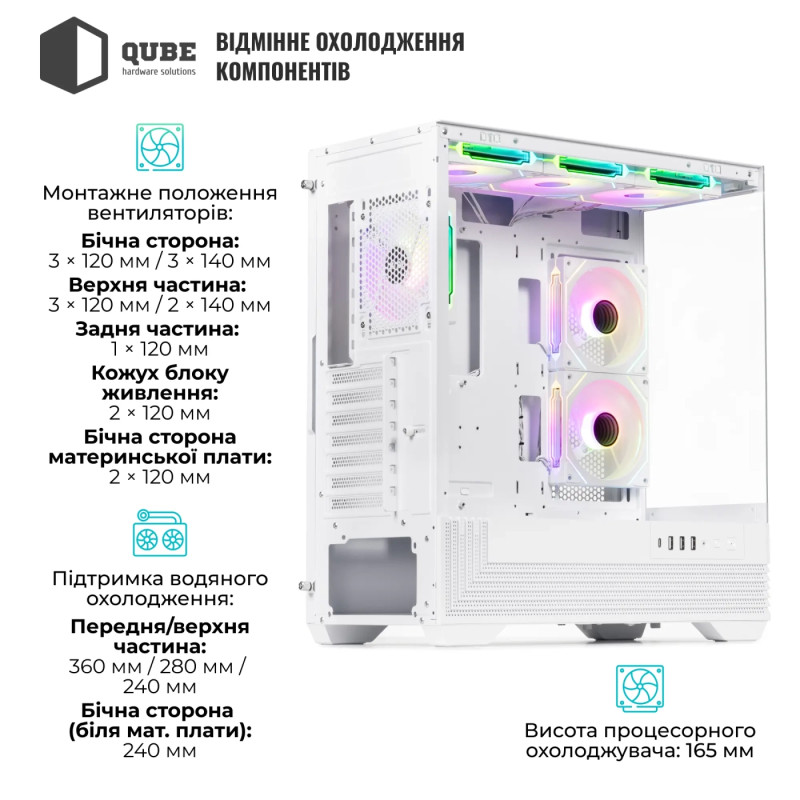 Корпус QUBE FORT ARGB White (FORT_GWNU3)