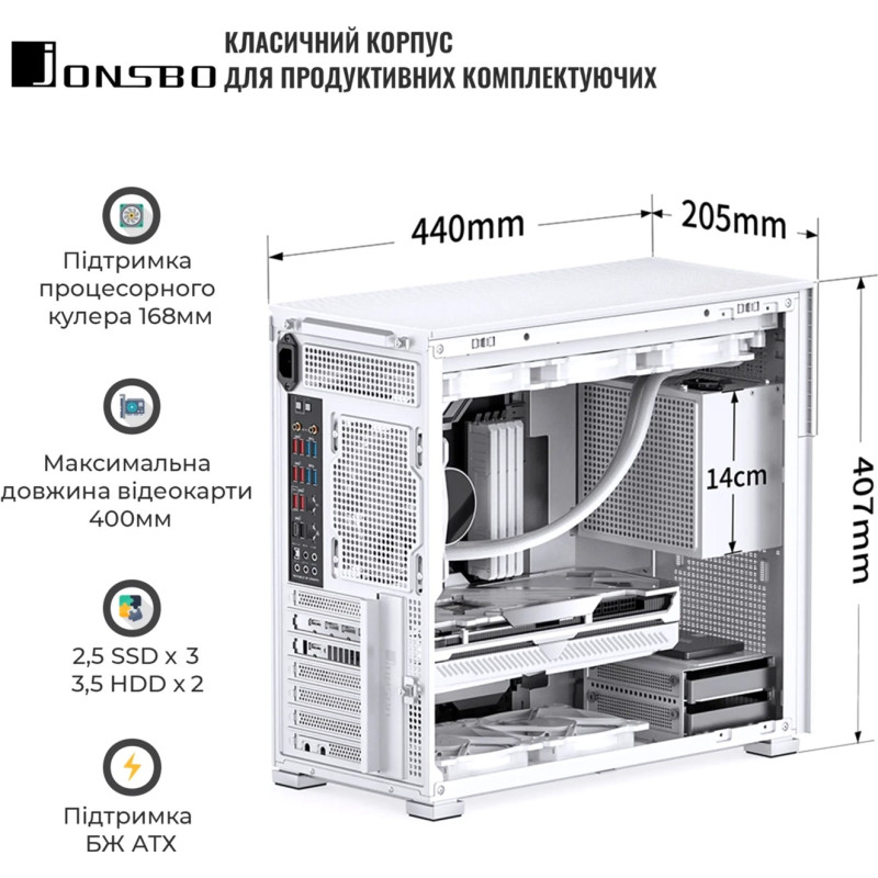 Корпус JONSBO D41 MESH SC Білий