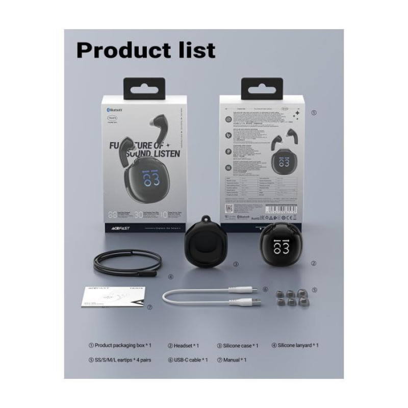 Навушники Acefast T9 obsidian black