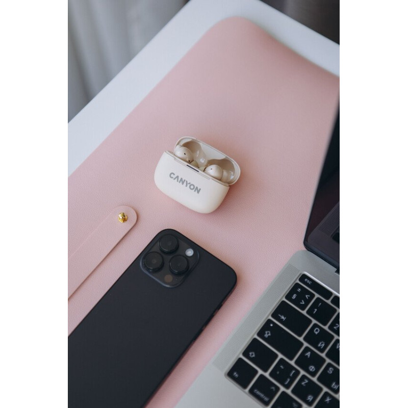 Навушники Canyon TWS-10 OnGo ANC ENC Beige (CNS-TWS10BG)