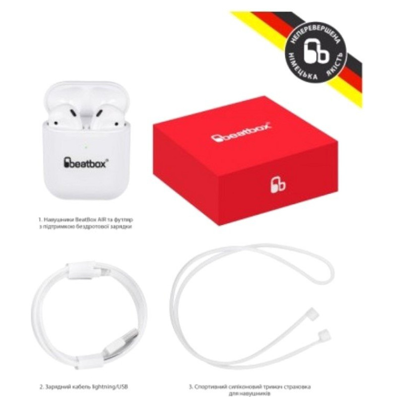 Навушники BeatBox PODS AIR 2 Wireless Charging White-Red (bbpair2wcwr)