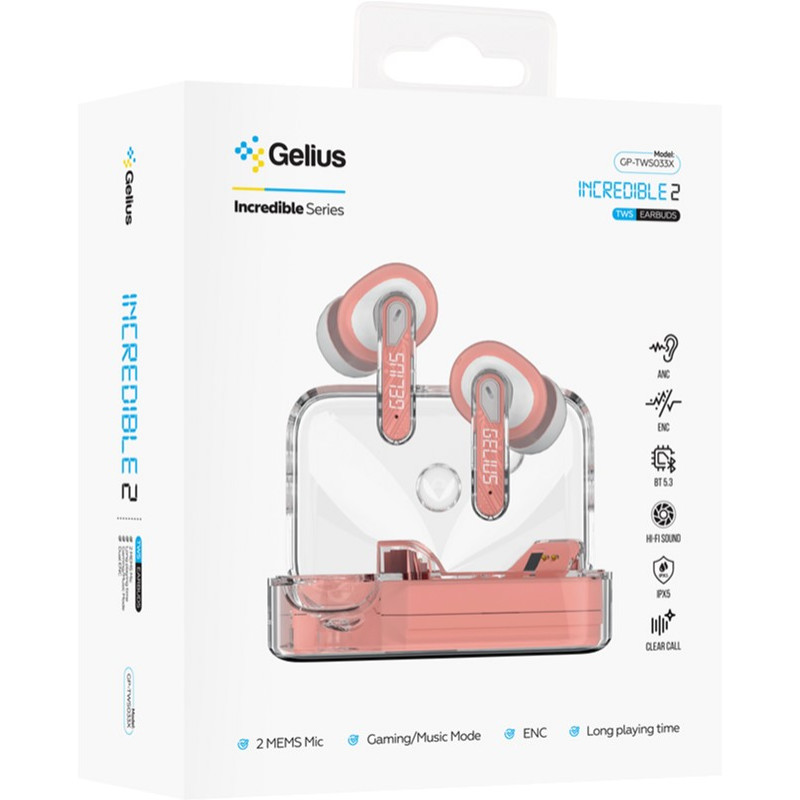 Навушники Gelius Incredible 2 GP-TWS033X Pink (98755)