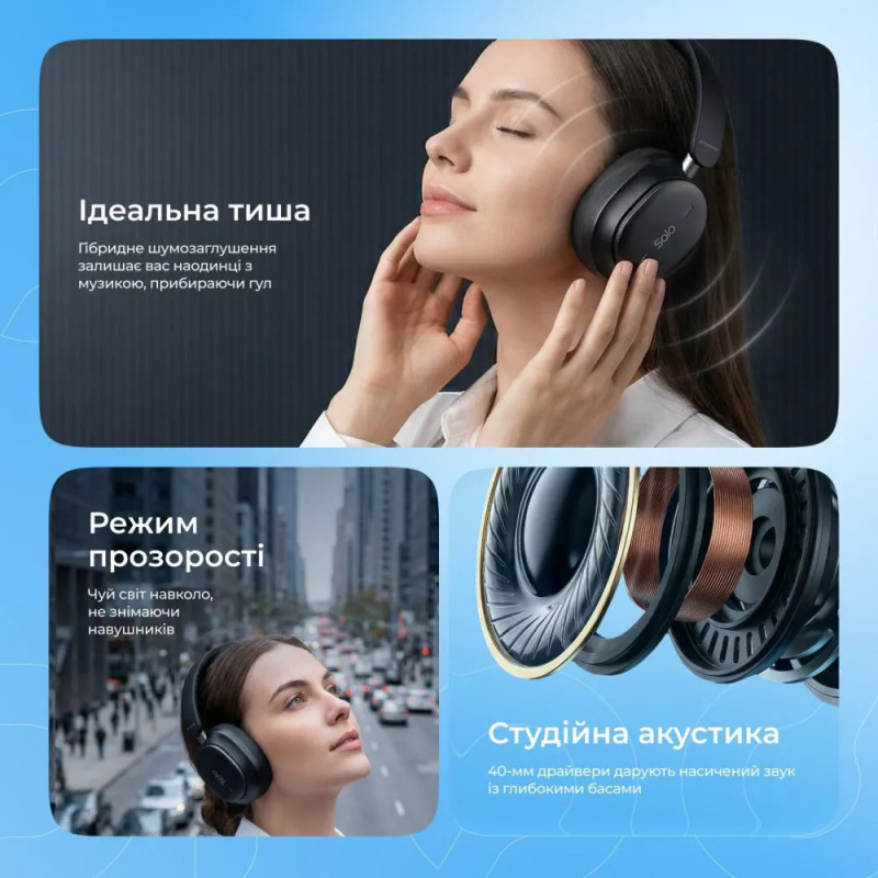 Навушники Proove Solo with ANC (APP) Black (HPSL0001AP01)
