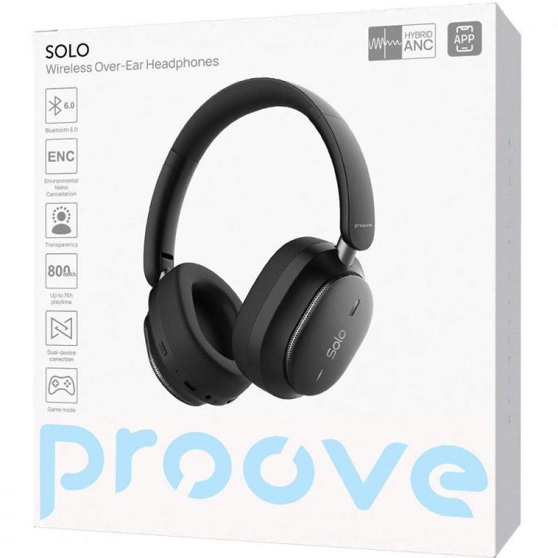 Навушники Proove Solo with ANC (APP) Black (HPSL0001AP01)