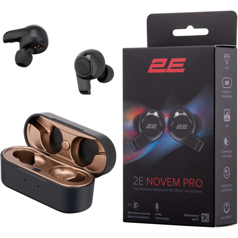 Навушники 2E Novem Pro True Wireless Waterproof Mic Black (2E-EBTWNPBK)