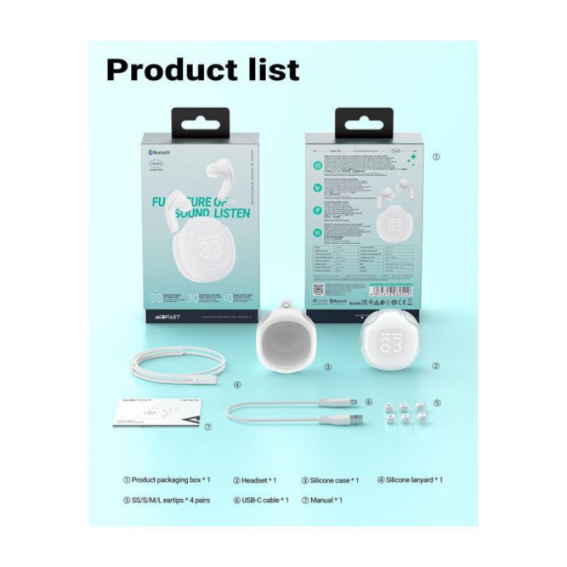 Навушники Acefast T9 porcelain white