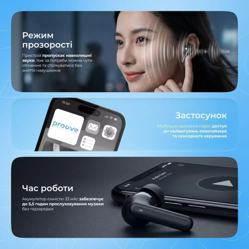 Навушники TWS Proove Tempo ANC Black (TWTM0001AP01)