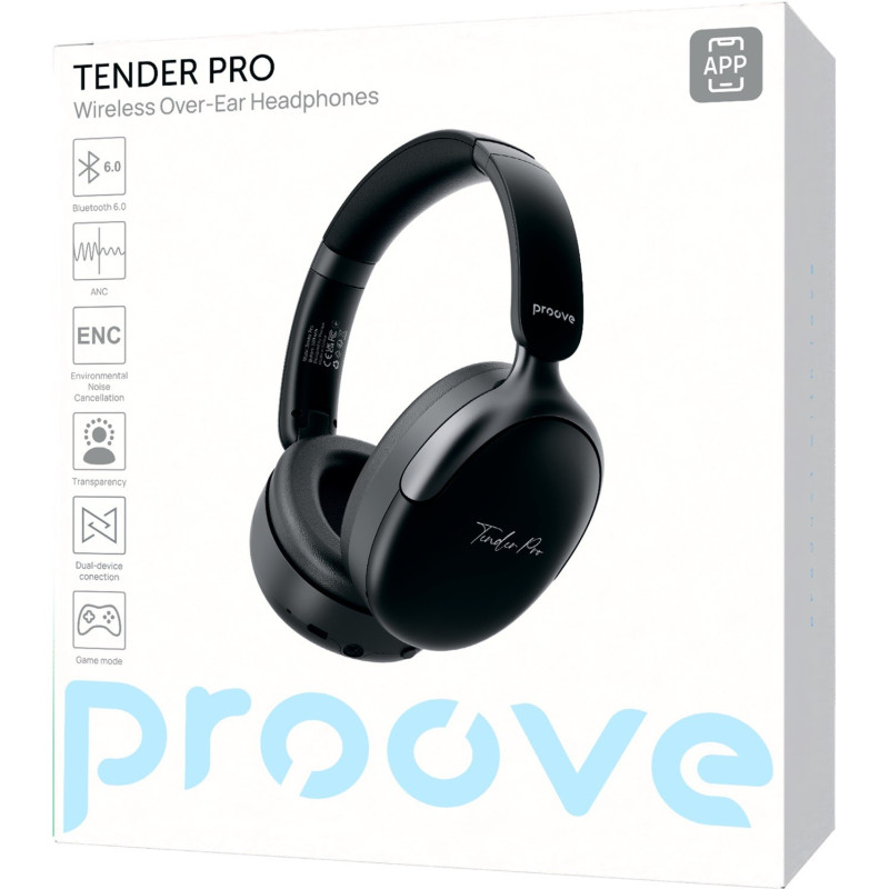 Бездротові навушники Proove Tender Pro with ANC (APP)  black (HPTP0001AP01)