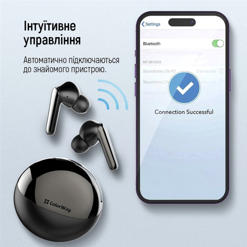 Навушники СolorWay TWS-3 Earbuds Black (CW-TWS3BK)