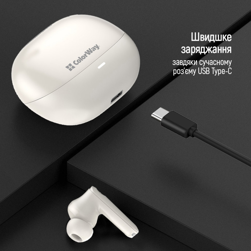 Наушники ColorWay Slim TWS-1 Earbuds Long Life Beige (CW-TWS1BE)