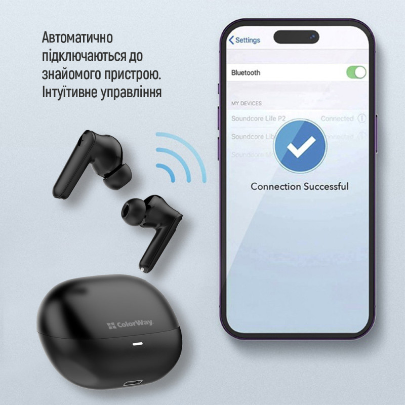 Наушники ColorWay Slim TWS-1 Earbuds Long Life Black (CW-TWS1BK1)