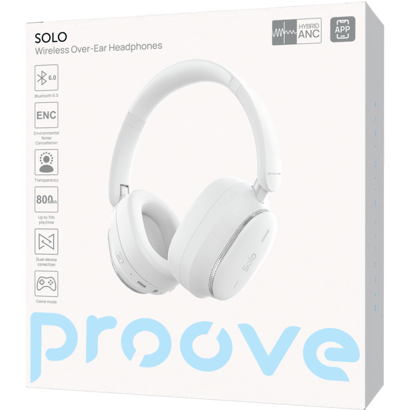 Бездротові навушники Proove Solo with ANC (APP) white (HPSL0001AP02)