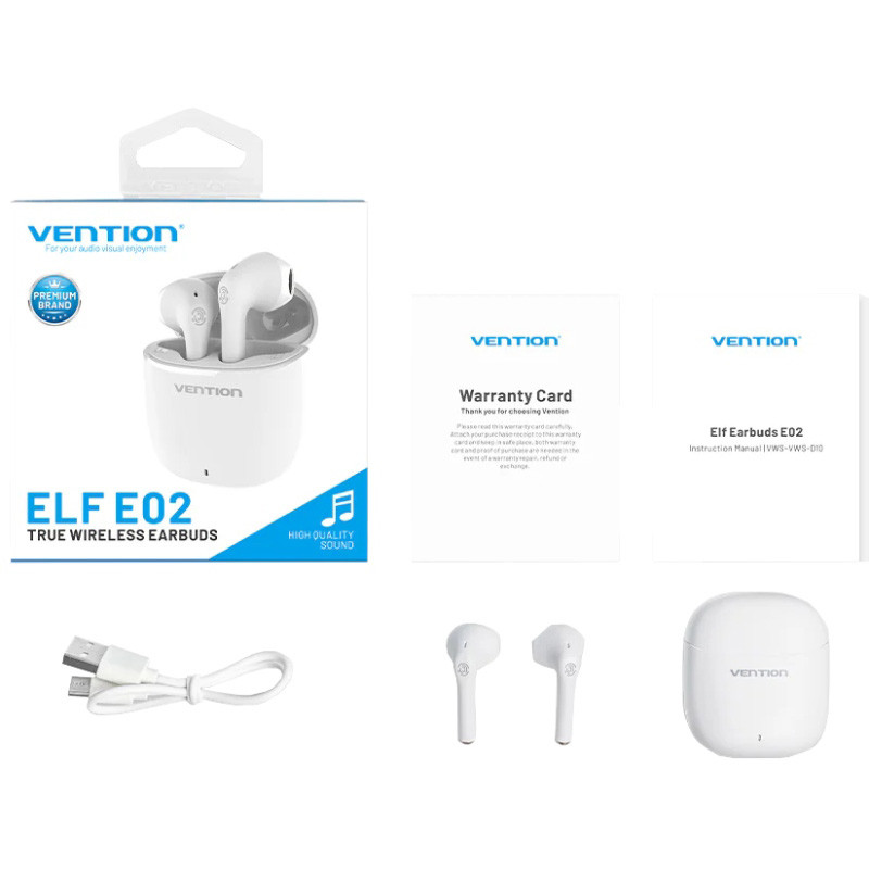 Навушники Vention Elf Earbuds E02 White (NBGW0)