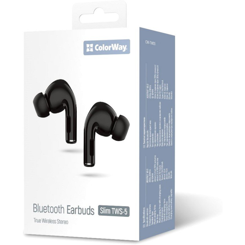 Навушники СolorWay Slim TWS-5 Earbuds Black (CW-TWS5BK)