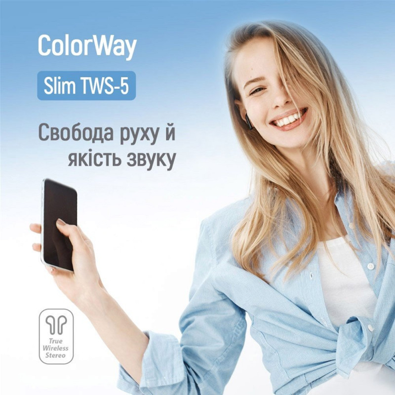 Навушники СolorWay Slim TWS-5 Earbuds Black (CW-TWS5BK)