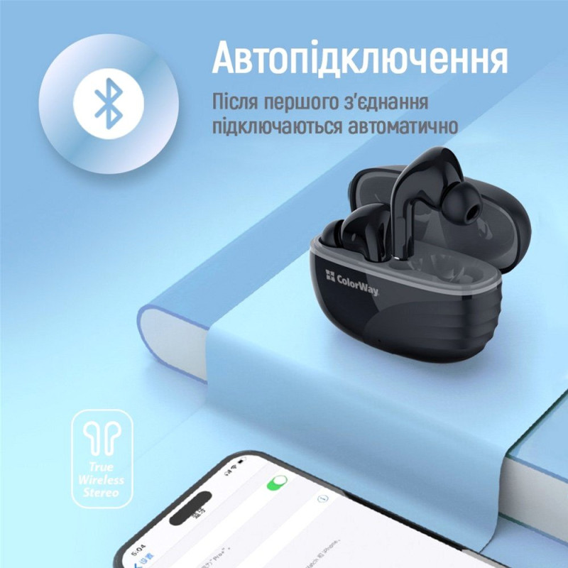 Навушники СolorWay Slim TWS-5 Earbuds Black (CW-TWS5BK)