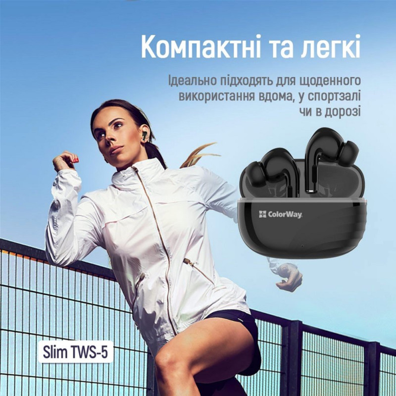 Навушники СolorWay Slim TWS-5 Earbuds Black (CW-TWS5BK)