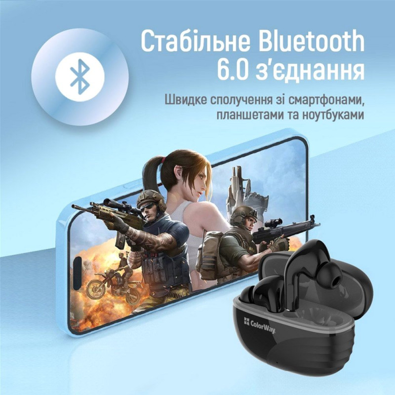 Навушники СolorWay Slim TWS-5 Earbuds Black (CW-TWS5BK)