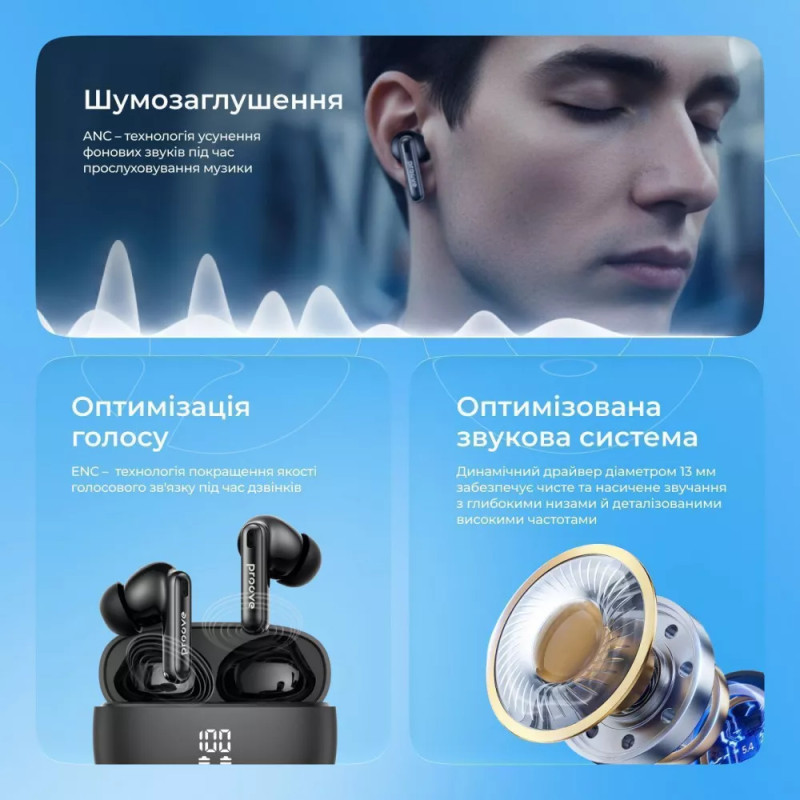 Навушники TWS Proove Intro Pro Black (TWIP0001AP15)