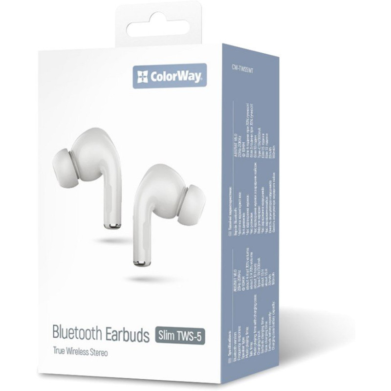 Навушники СolorWay Slim TWS-5 Earbuds White (CW-TWS5WT)