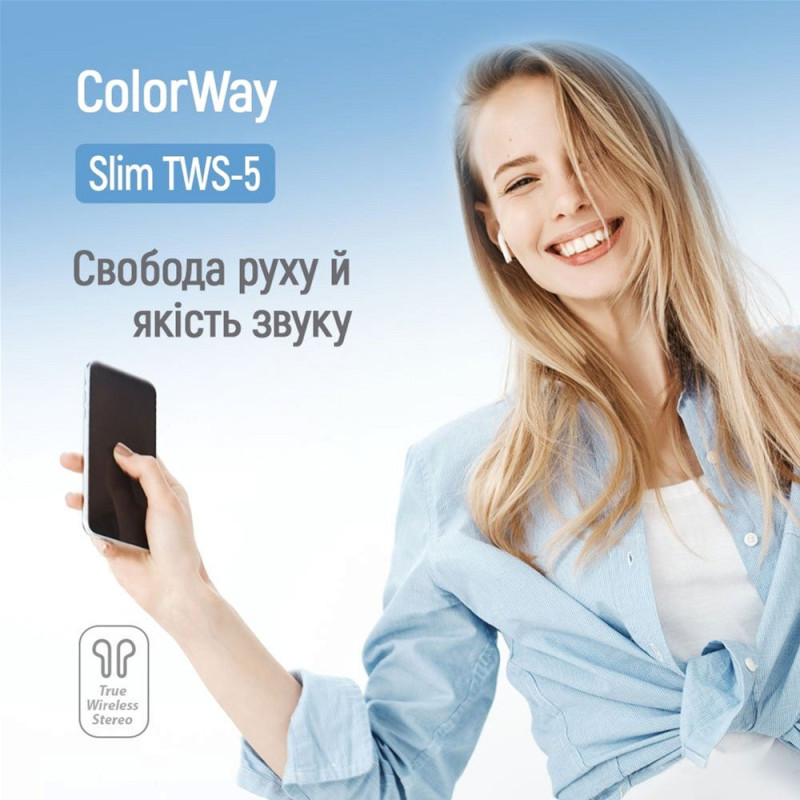 Навушники СolorWay Slim TWS-5 Earbuds White (CW-TWS5WT)