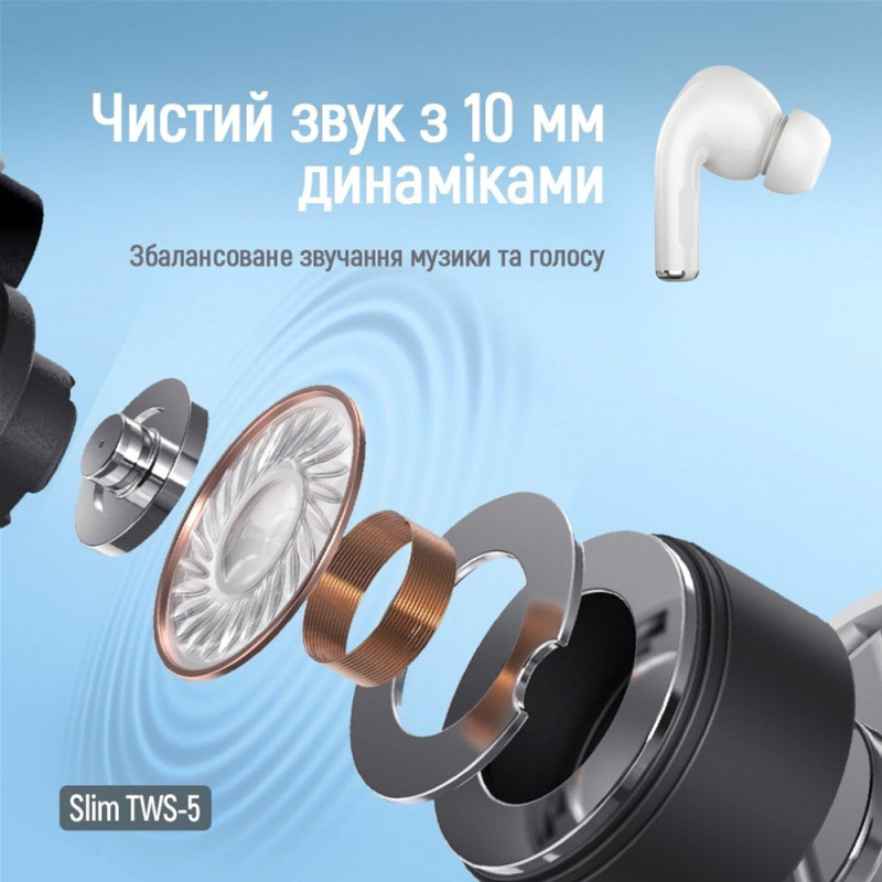 Навушники СolorWay Slim TWS-5 Earbuds White (CW-TWS5WT)