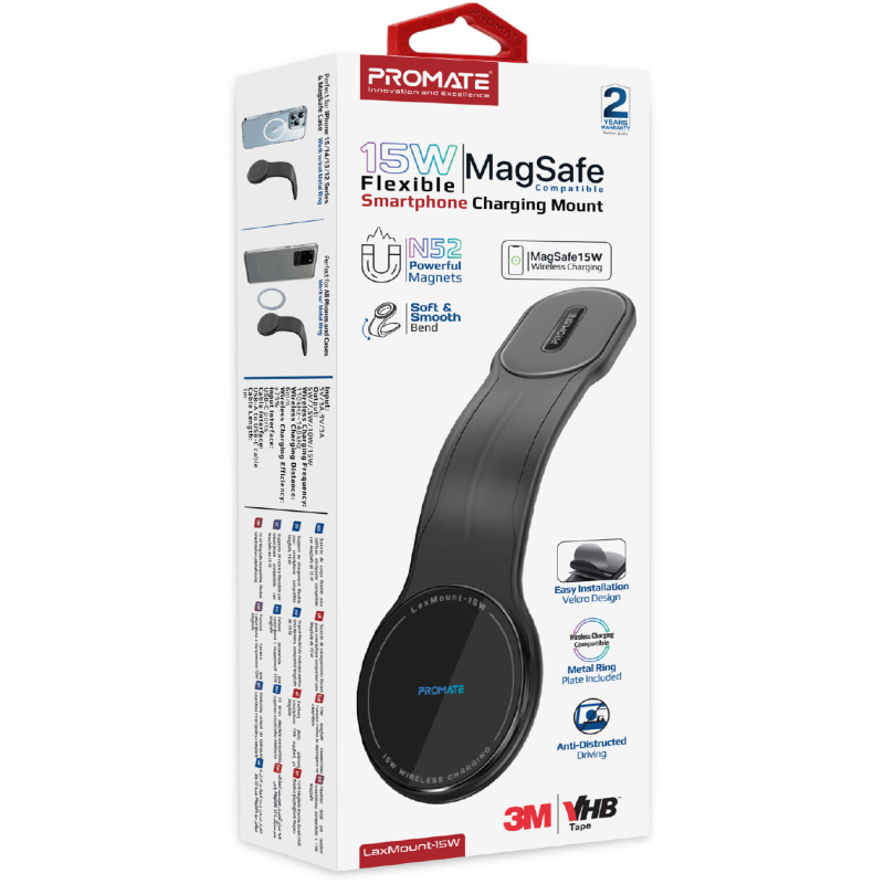 Бездротовий зарядний пристрій Promate Laxmount-15W MagSafe Black (laxmount-15w)