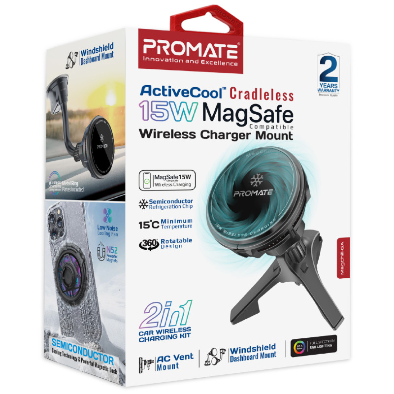 Бездротовий зарядний пристрій Promate MagChill-Ga MagSafe Black (magchill-ga)