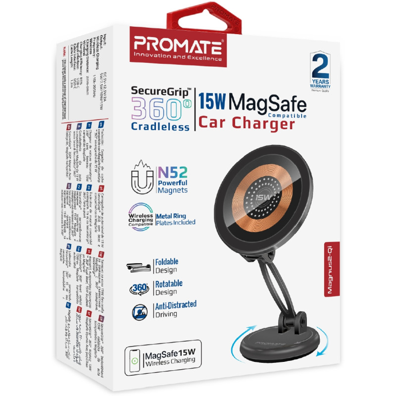 Бездротовий зарядний пристрій Promate Magnus2-Qi MagSafe Black (magnus2-qi)