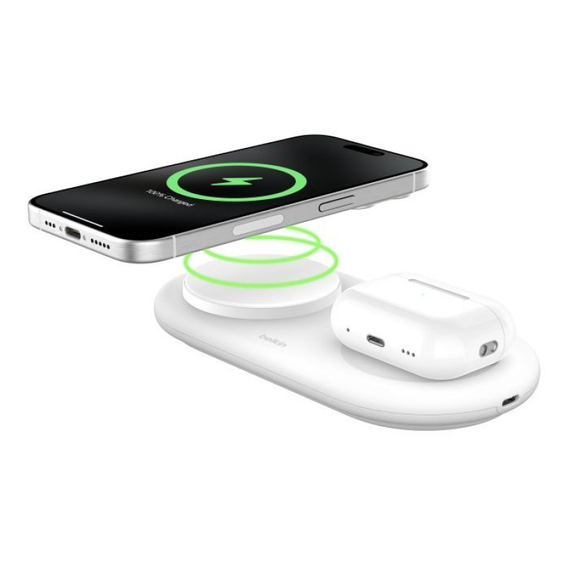 Бездротовий зарядний пристрій Belkin Magnetic Wireless Charging Pad with Qi2 15W White (WIZ021VFWH)