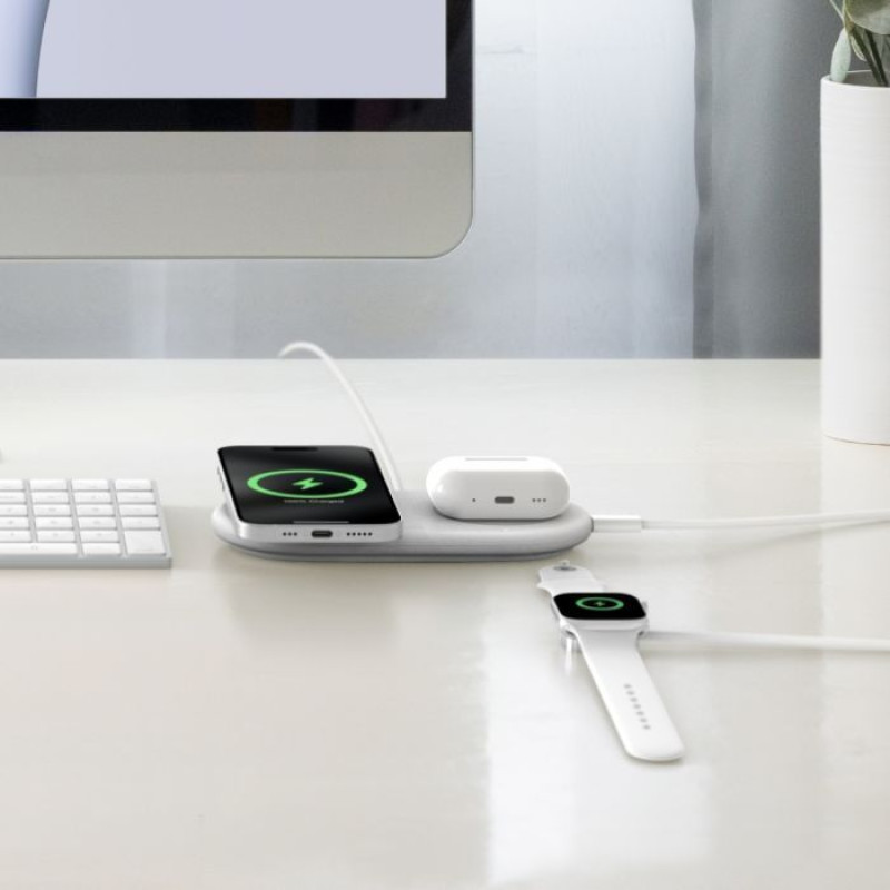 Бездротовий зарядний пристрій Belkin Magnetic Wireless Charging Pad with Qi2 15W White (WIZ021VFWH)
