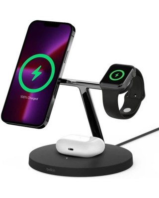 Бездротовий зарядний пристрій Belkin MagSafe 3in1 Wireless Charger, black (WIZ017VFBK)