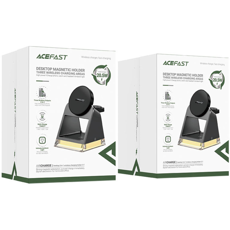 Бездротовий зарядний пристрій Acefast Wireless QI 3in1 15W E17 (6974316282815)