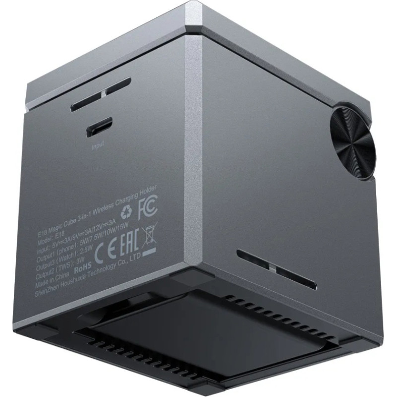 Бездротовий зарядний пристрій Acefast E18 Rubik's Wireless QI 3in1 15W Black (6974316282884)