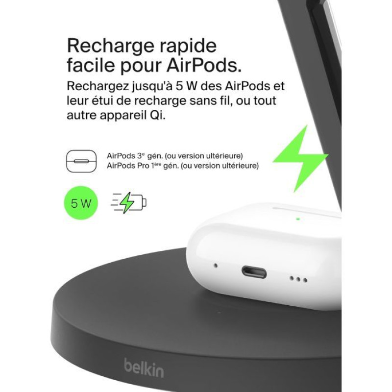 Зарядний пристрій Belkin 3в1 Magnetic Pad Qi2 15Вт (WIZ032KQBK)