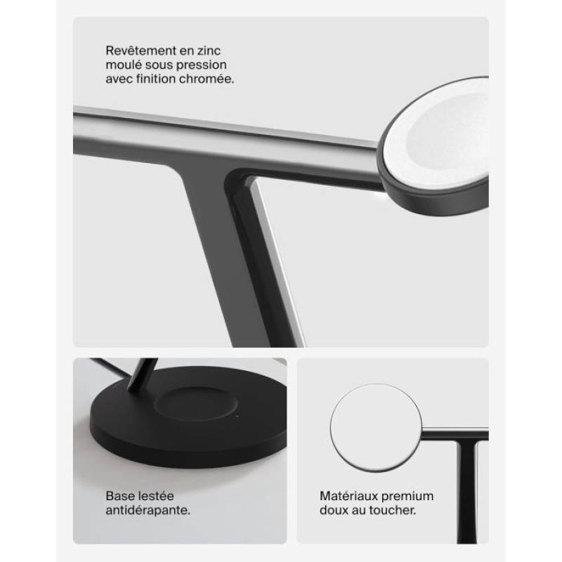 Зарядний пристрій Belkin 3в1 Magnetic Pad Qi2 15Вт (WIZ032KQBK)