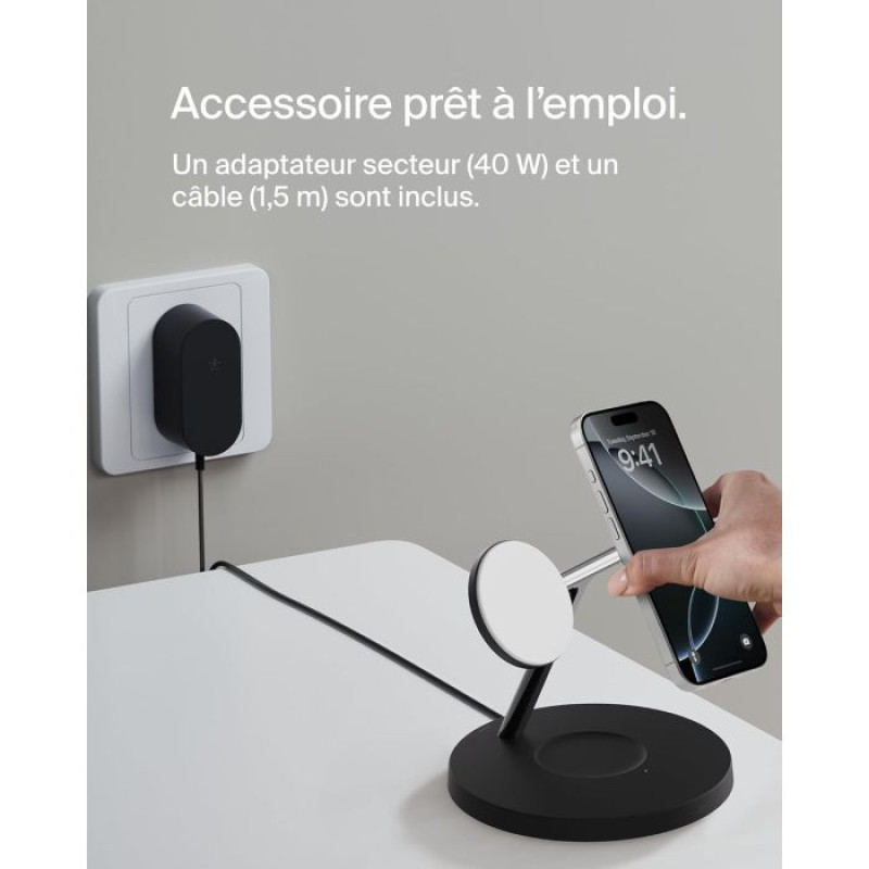 Зарядний пристрій Belkin 3в1 Magnetic Pad Qi2 15Вт (WIZ032KQBK)