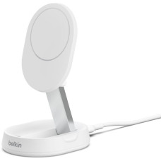 Бездротовий зарядний пристрій Belkin 15Вт Magnetic Stand Qi2 White, адаптер USB-C 20Вт (WIA008VFWH)